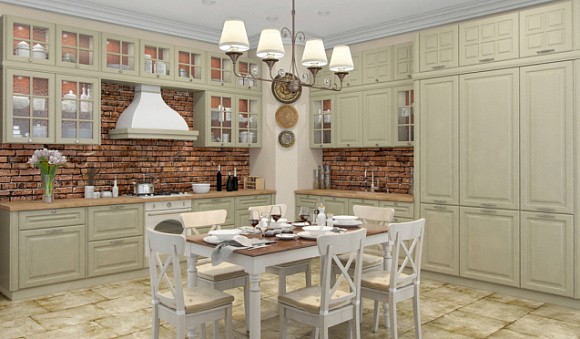 Бежевая кухня в Твери