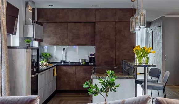 Коричневая кухня в Клину
